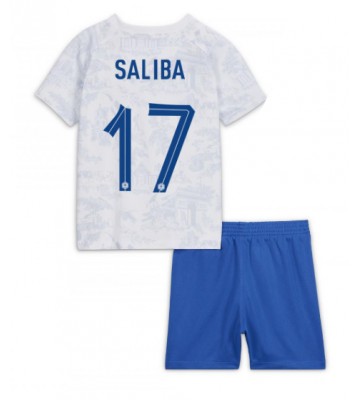 Frankrike William Saliba #17 Bortedraktsett Barn VM 2022 Kortermet (+ Korte bukser)